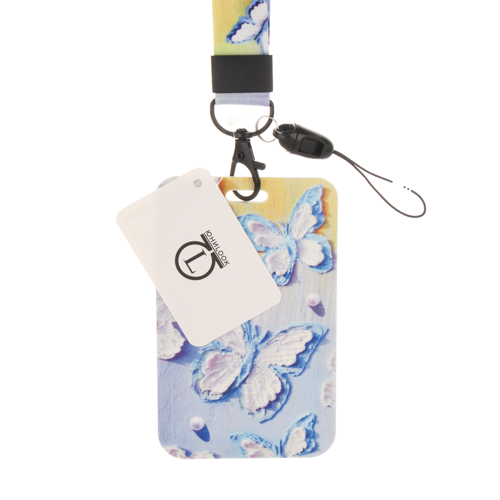 Чехол брелок для пропуска тм ЮL Funny на ленте, пластик, металл, 11х7см, 4 дизайна, арт.№ 334-156