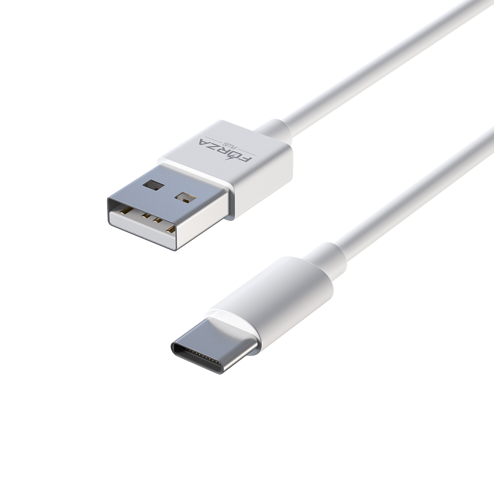 Кабель для зарядки USB(A)-Type C FORZA Эталон, 1м, Быстрая зарядка 3А, QC, PD 20Вт, TPE, белый, кейс, арт.№ 916-060