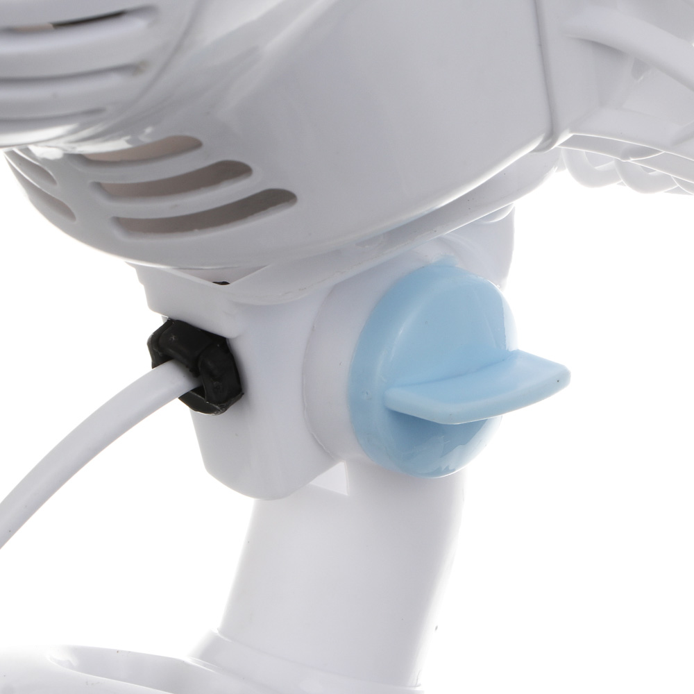 Вентилятор настольный на прищепке тм LEBEN 20Вт, диаметр 23см, 220в, белый, арт.№ 243-015