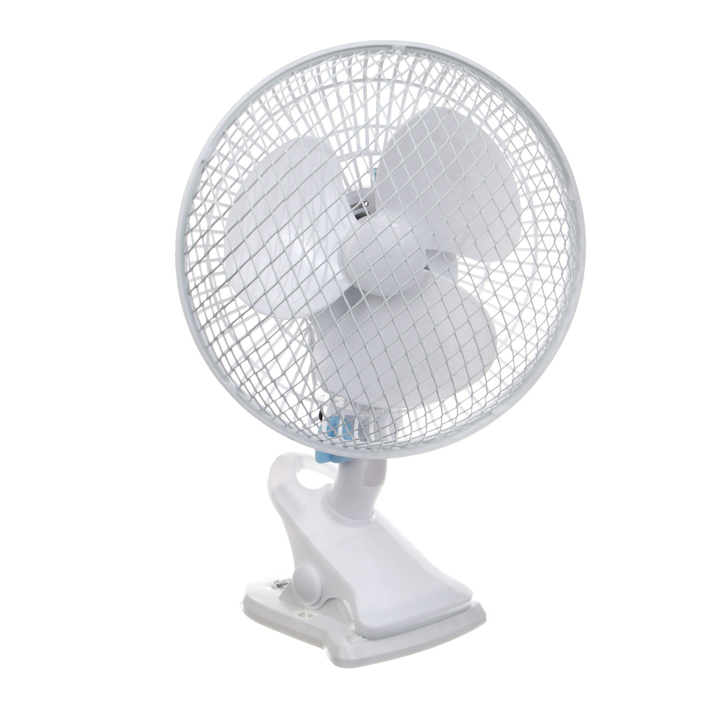 Вентилятор настольный на прищепке тм LEBEN 20Вт, диаметр 23см, 220в, белый, арт.№ 243-015