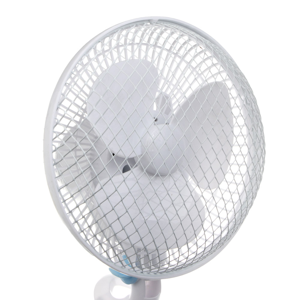 Вентилятор настольный на прищепке тм LEBEN 20Вт, диаметр 23см, 220в, белый, арт.№ 243-015