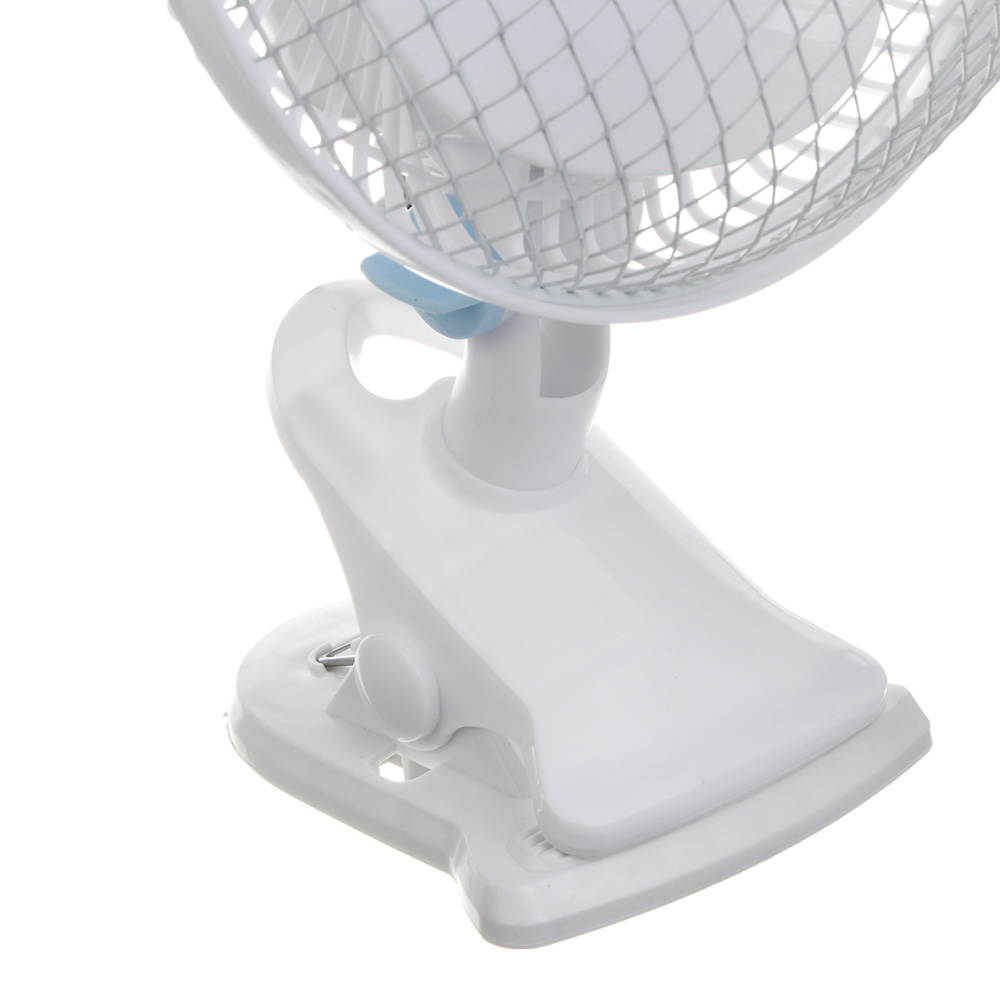 Вентилятор настольный на прищепке тм LEBEN 20Вт, диаметр 23см, 220в, белый, арт.№ 243-015