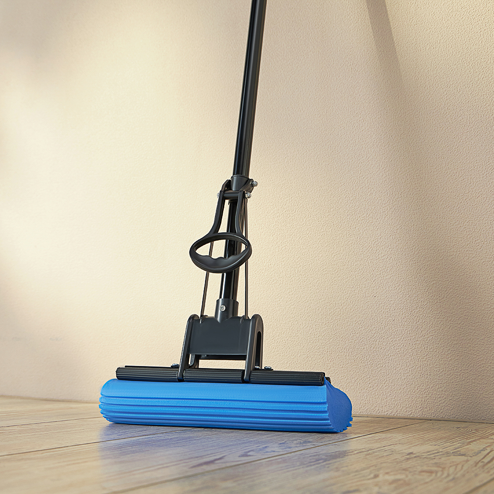 Швабра с отжимом и сменной насадкой ПВА тм VETTA, ручка 110см, нерж.сталь, 1 ряд роликов, арт.№ 444-008