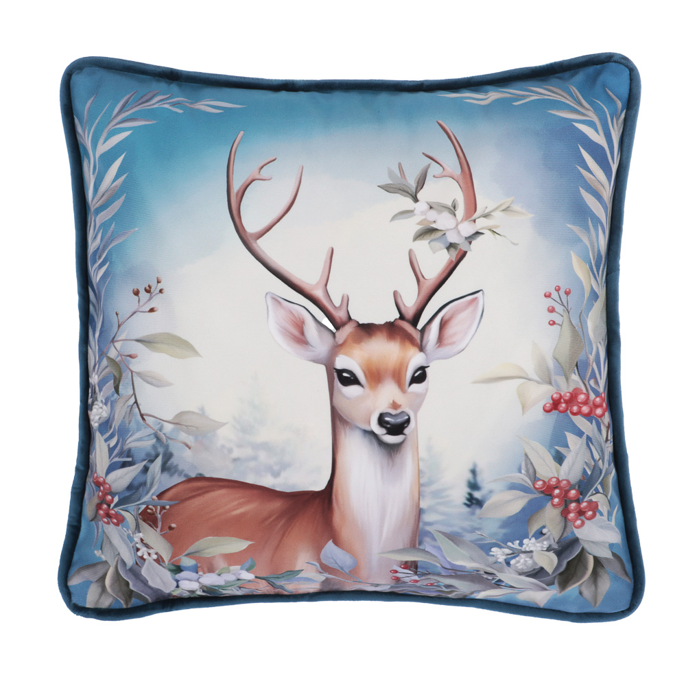 PROVANCE Нордик Чехол для подушки велюр, 40х40см, 100% полиэстер, олень, арт.№ 492-294