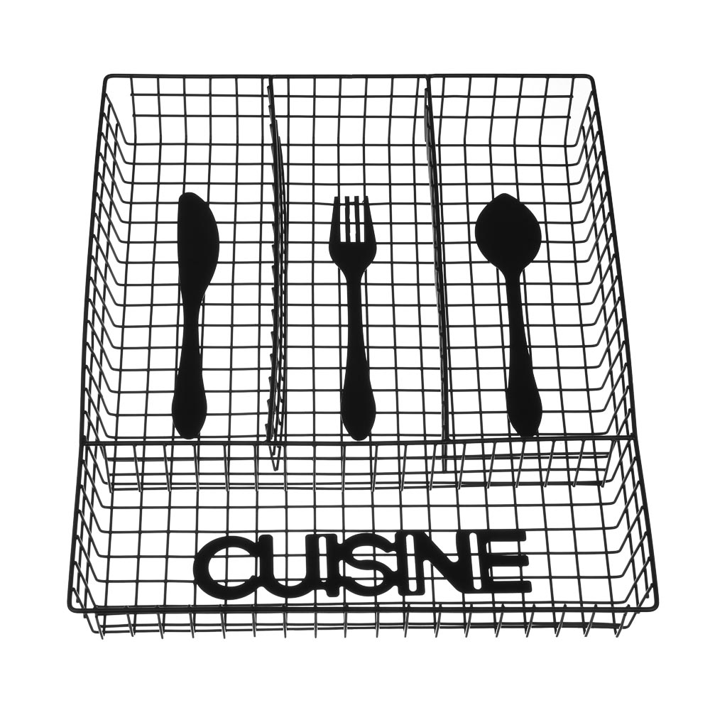 Лоток для столовых приборов тм VETTA Кухня, 4 секции, 32х26х4,5, металл, арт.№ 485-117