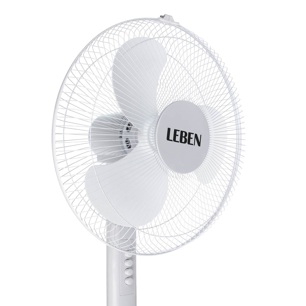 Вентилятор напольный тм LEBEN 45Вт, 3 скорости, диаметр 43см, 220в, белый (1шт в коробке), арт.№ 243-034
