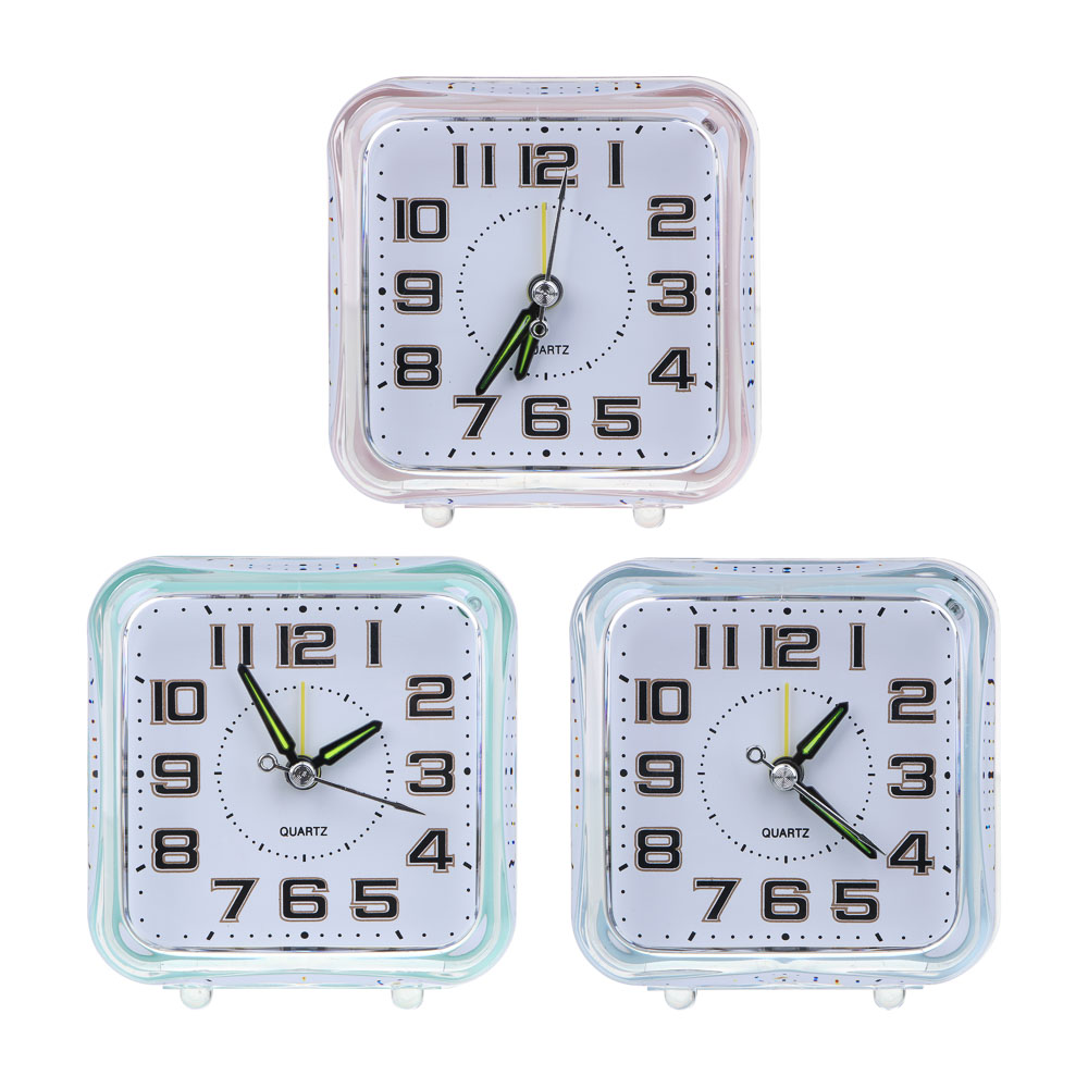 LADECOR CHRONO Будильник с подсветкой, 1*АА, 8,5х8,5х4,5 пластик, 3 цвета, арт.№ 529-046