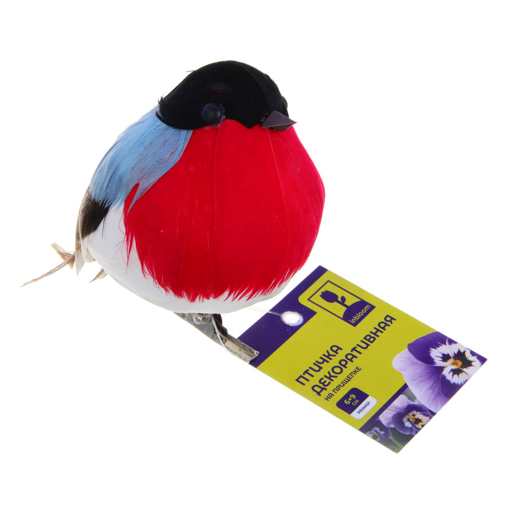 INBLOOM Птичка декоративная на прищепке 6x9см, арт.№ 153-010