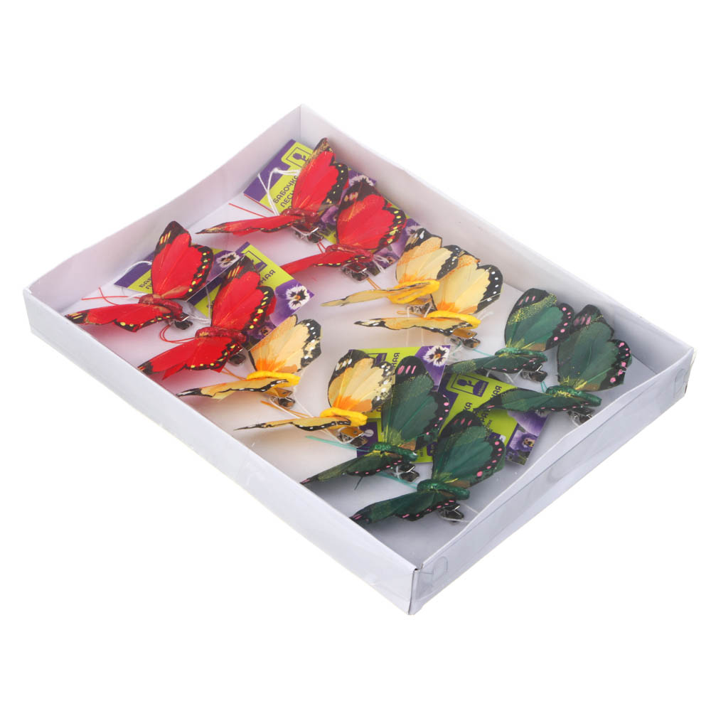 INBLOOM Бабочка декоративная Лесная на прищепке 8см, арт.№ 153-012