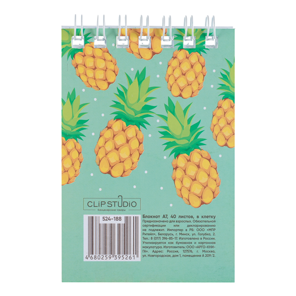 ClipStudio Блокнот А7 40 листов, офсет, обложка картон, спираль, в клетку, арт.№ 524-188