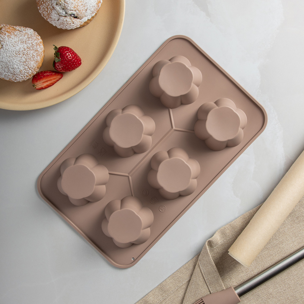 SATOSHI Алион Форма для выпечки маффинов 6 ячеек 29x17,4х3,6см, силикон, арт.№ 856-111