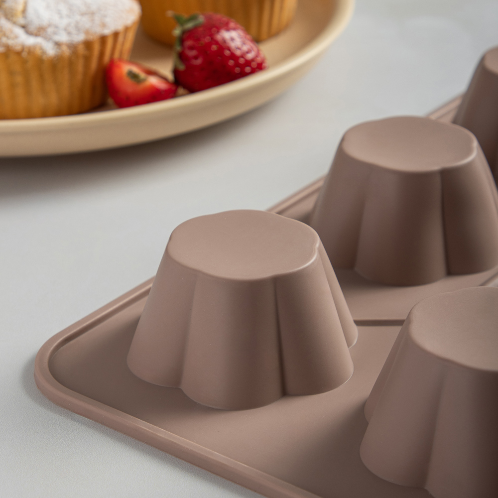 SATOSHI Алион Форма для выпечки маффинов 6 ячеек 29x17,4х3,6см, силикон, арт.№ 856-111