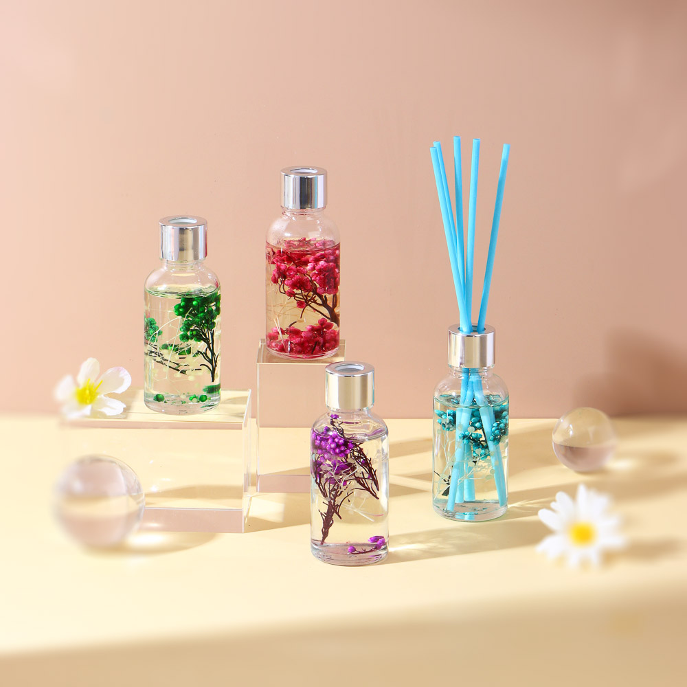 LADECOR Аромадиффузор 30мл с декором и с палочками, 4 вида лаванда,лемонграсс,роз.геоцинт,океан, арт.№ 412-081