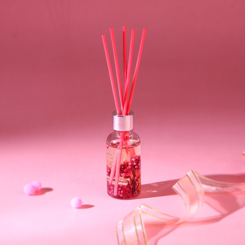 LADECOR Аромадиффузор 30мл с декором и с палочками, 4 вида лаванда,лемонграсс,роз.геоцинт,океан, арт.№ 412-081