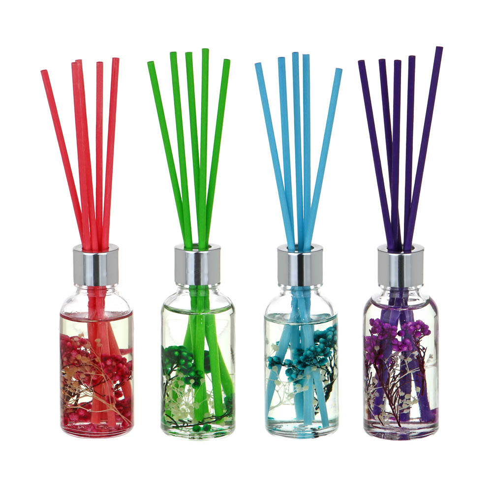 LADECOR Аромадиффузор 30мл с декором и с палочками, 4 вида лаванда,лемонграсс,роз.геоцинт,океан, арт.№ 412-081