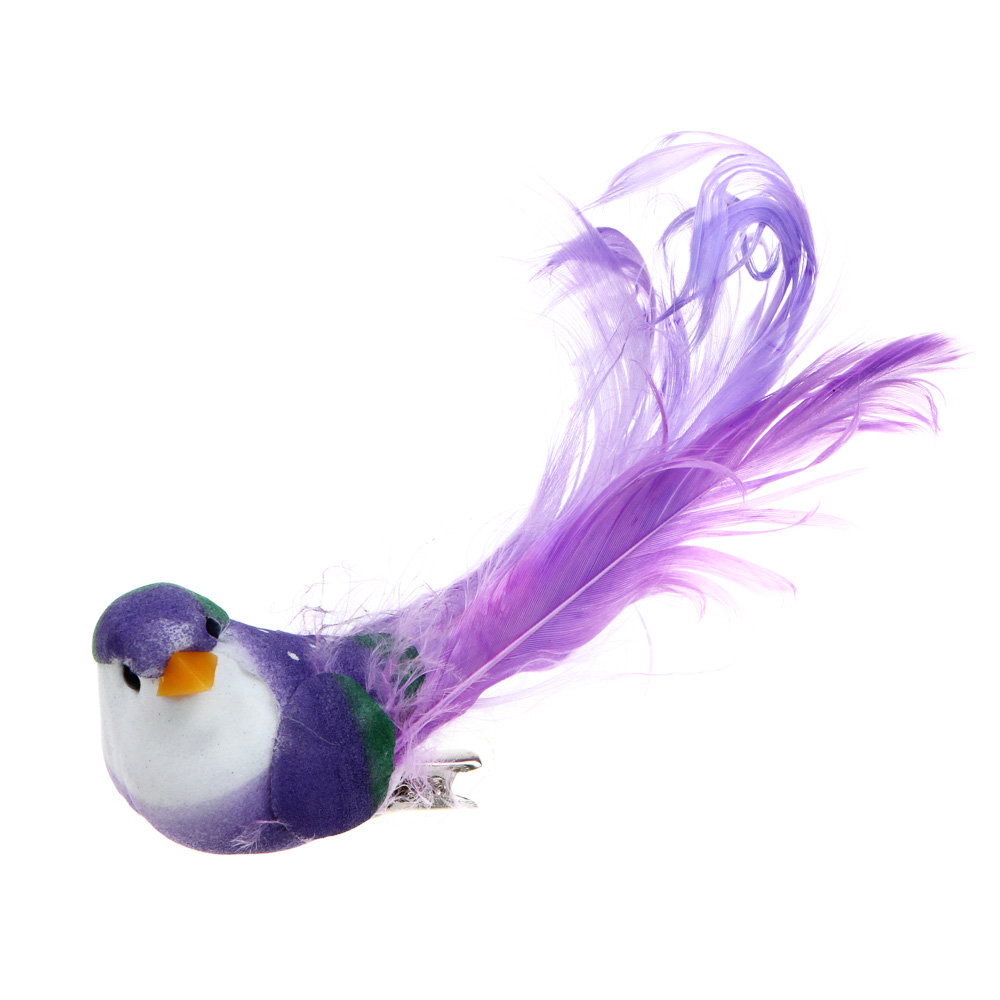 INBLOOM Птица на прищепке Волнистая 13x4x3 см, пенополистирол, перо, арт.№ 153-123