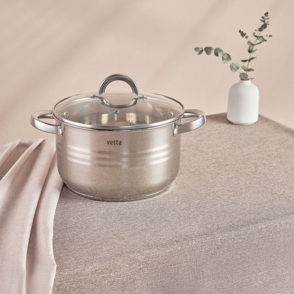 VETTA Фултон Набор кастрюль 6 пр. (2,9л+4,0л+5,4л) со стекл. крышкой, арт.№ 822-116