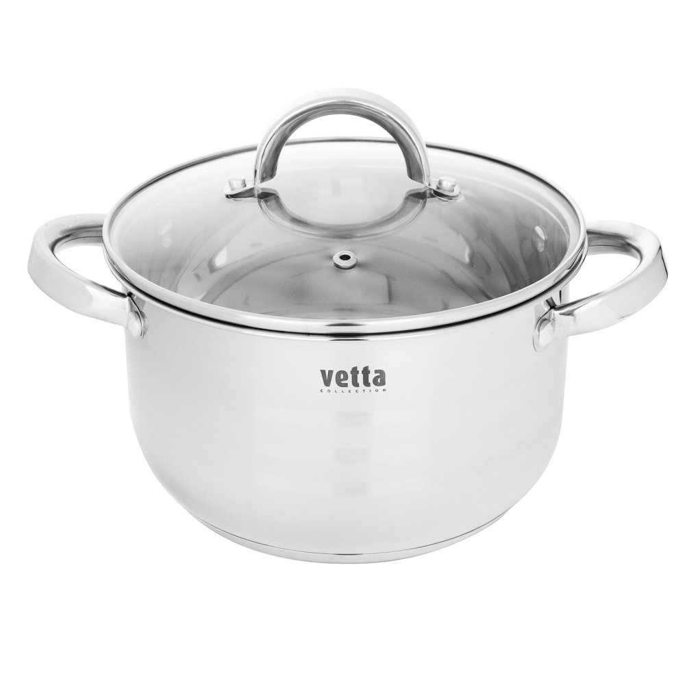 VETTA Фултон Набор кастрюль 6 пр. (2,9л+4,0л+5,4л) со стекл. крышкой, арт.№ 822-116