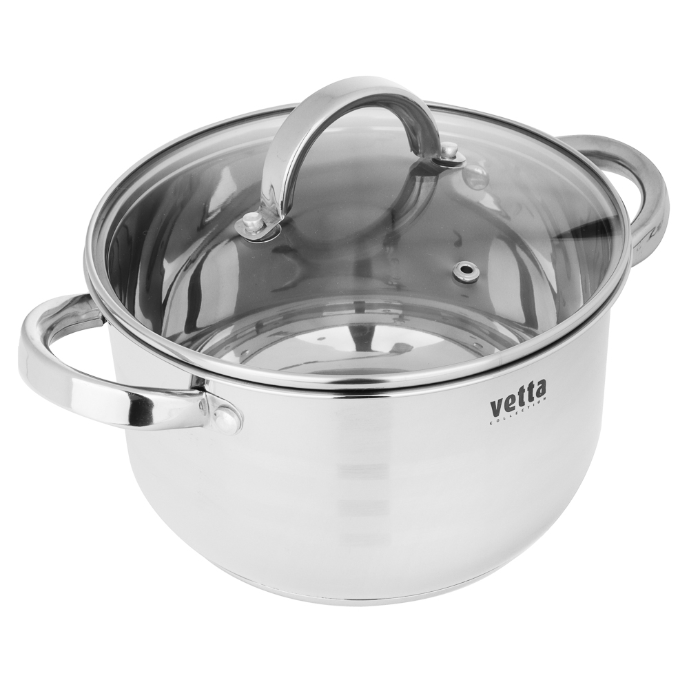 VETTA Фултон Набор кастрюль 6 пр. (2,9л+4,0л+5,4л) со стекл. крышкой, арт.№ 822-116
