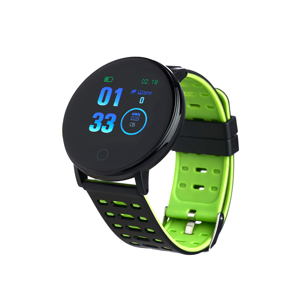 Смарт-часы BY Wayke, пульс, шагомер, кислород, будильник, 1,3", черно-зеленый, арт.№ 450-080