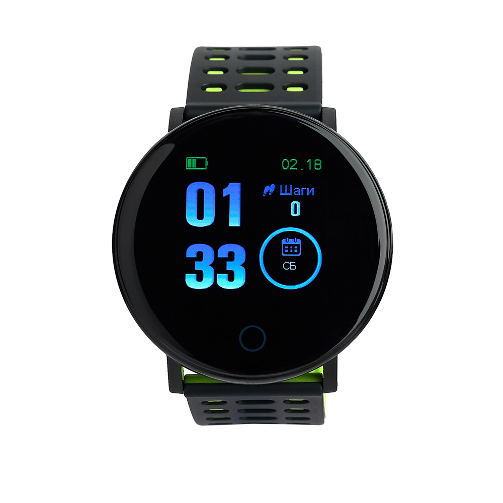 Смарт-часы BY Wayke, пульс, шагомер, кислород, будильник, 1,3", черно-зеленый, арт.№ 450-080