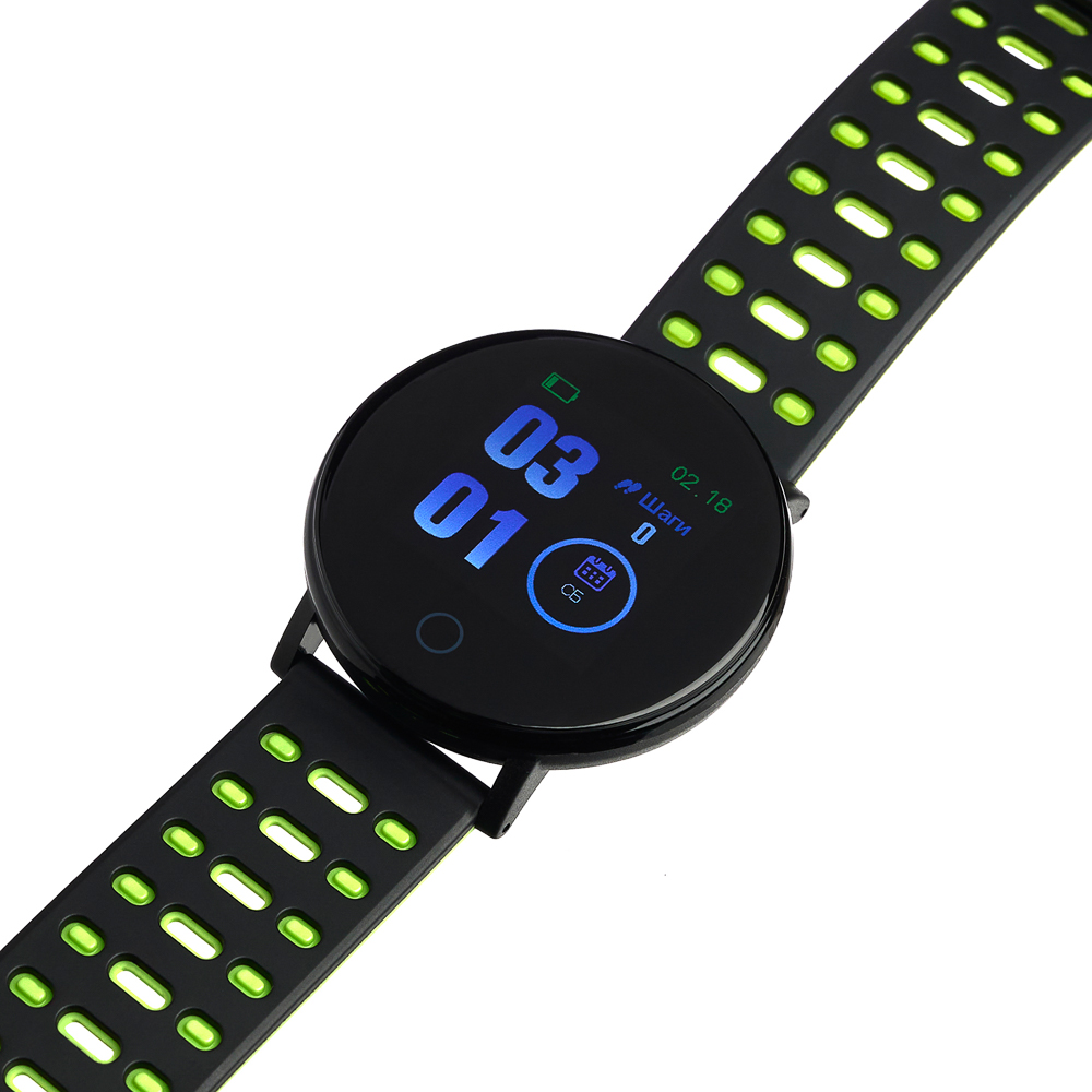 Смарт-часы BY Wayke, пульс, шагомер, кислород, будильник, 1,3", черно-зеленый, арт.№ 450-080