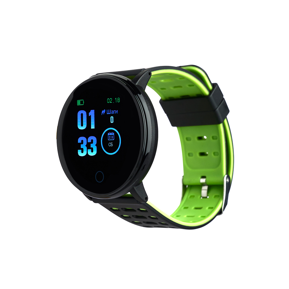 Смарт-часы BY Wayke, пульс, шагомер, кислород, будильник, 1,3", черно-зеленый, арт.№ 450-080