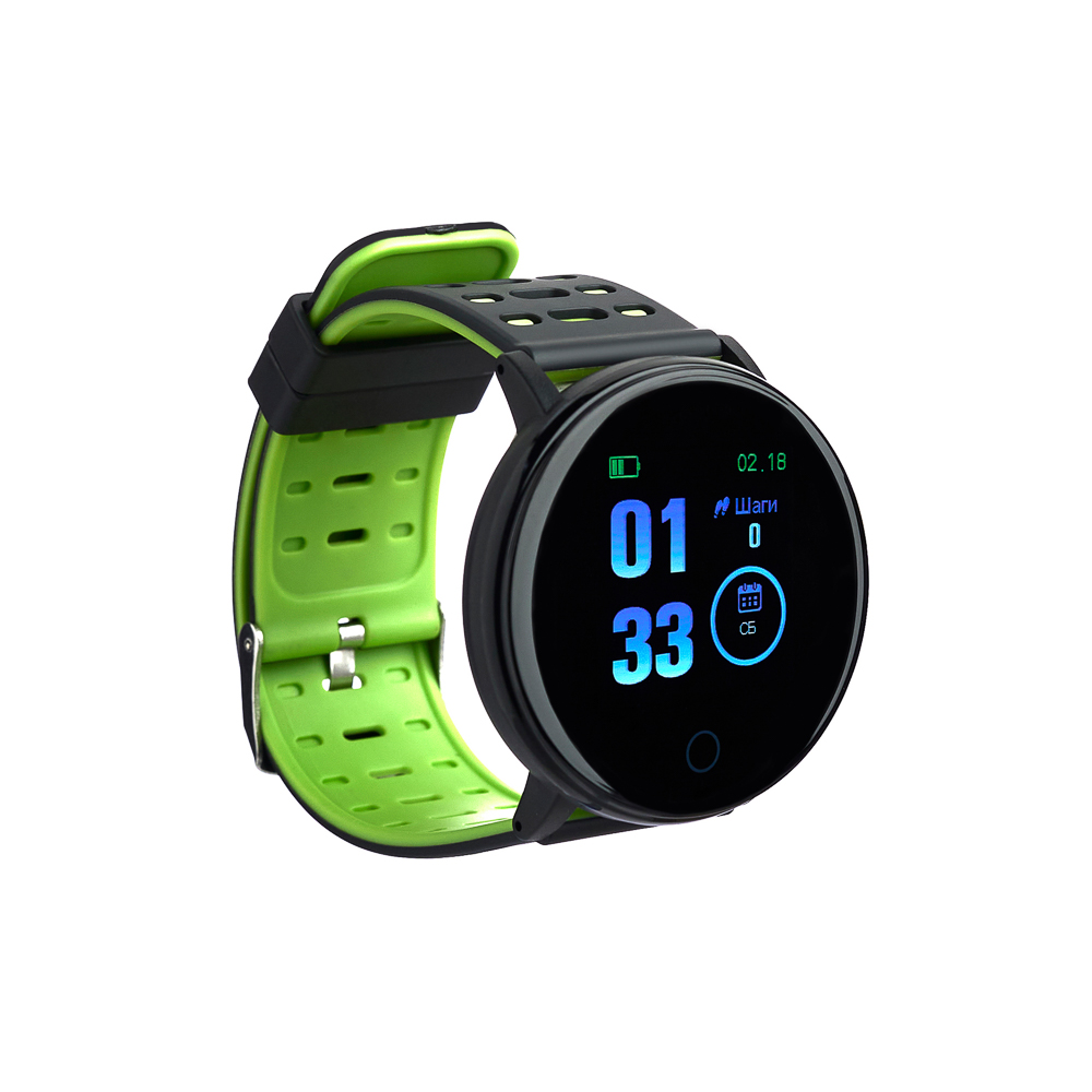 Смарт-часы BY Wayke, пульс, шагомер, кислород, будильник, 1,3", черно-зеленый, арт.№ 450-080
