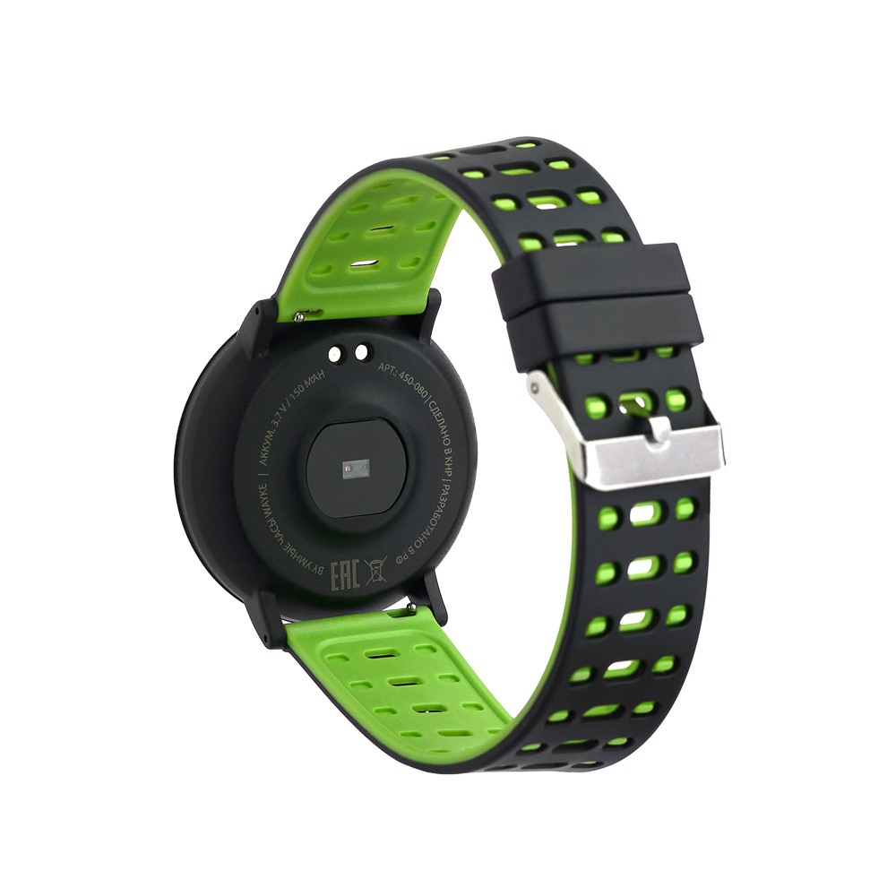 Смарт-часы BY Wayke, пульс, шагомер, кислород, будильник, 1,3", черно-зеленый, арт.№ 450-080