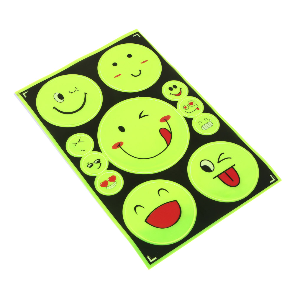 SILAPRO Наклейка светоотражающая "С улыбкой" d8;6;2см, ПВХ, 11шт, арт.№ 195-037