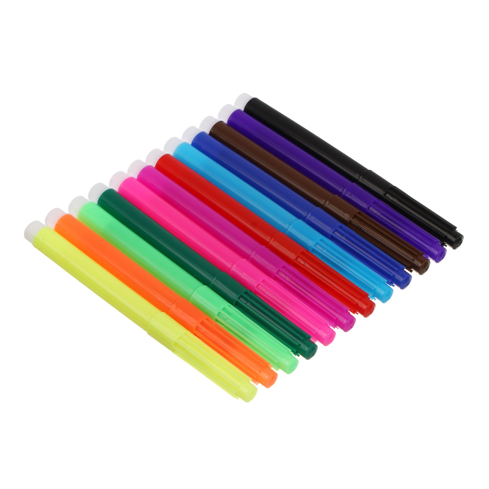 Фломастеры 12цв. FLOMIK утолщенные, 14см, D=1см, наконечник 3мм, ПВХ - пенал, арт.№ 256-011