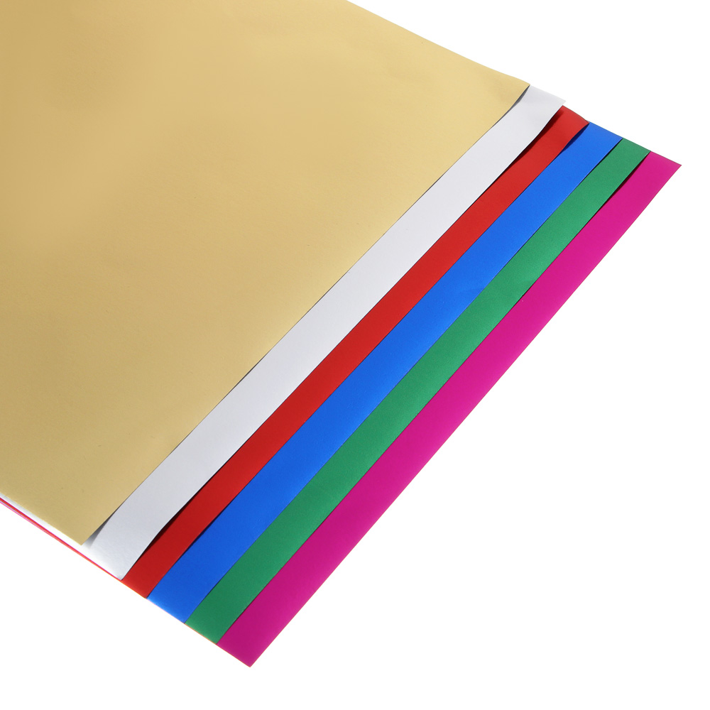 Бумага цветная FLOMIK фольгированная А4, 6 л., 6 цв., 80гр/м2 в папке, арт.№ 558-007