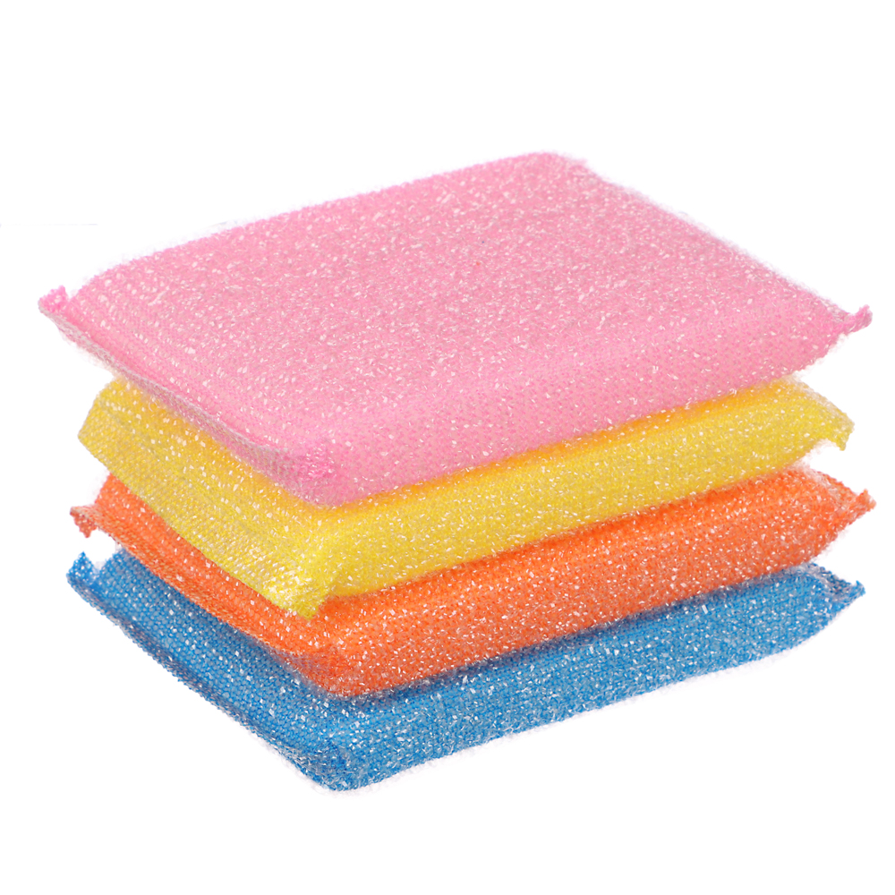 VETTA Набор губок кухонных, махровых, поролон, 4шт 8х12см, 4 цвета, арт.№ 441-199