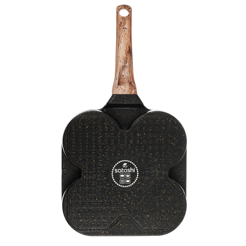 SATOSHI Карнуа Сковорода литая, 3 секции, 18см, антипригарное покрытие мрамор, индукция, арт.№ 846-740