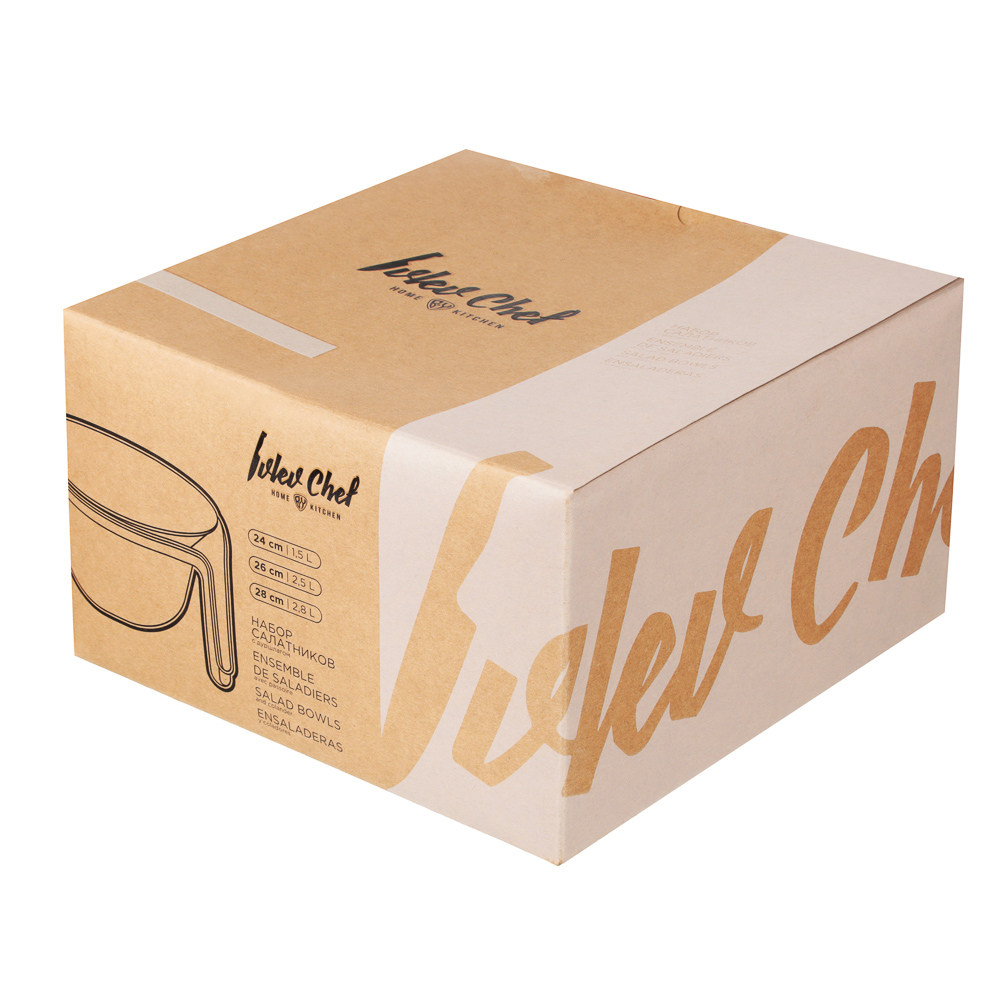 Ivlev Chef Fusion Набор салатников с дуршлагом 3пр, 24см, 26см, 28см, 1,5л, 2,5л, 2,8л, пластик, арт.№ 861-317