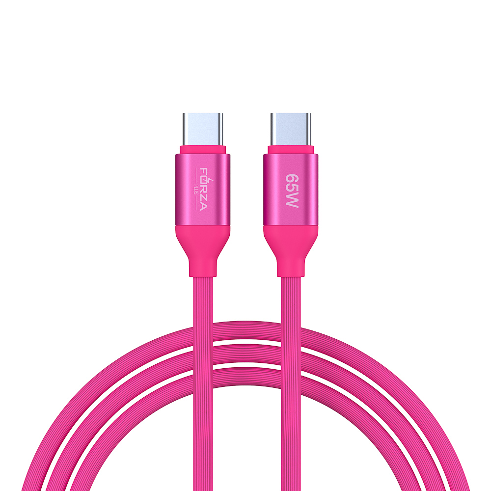 Кабель для зарядки Type C-Type C FORZA Лето, 1м, 3А, Быстрая зарядка, 65Вт, прорез. кабель, пакет, арт.№ 931-087