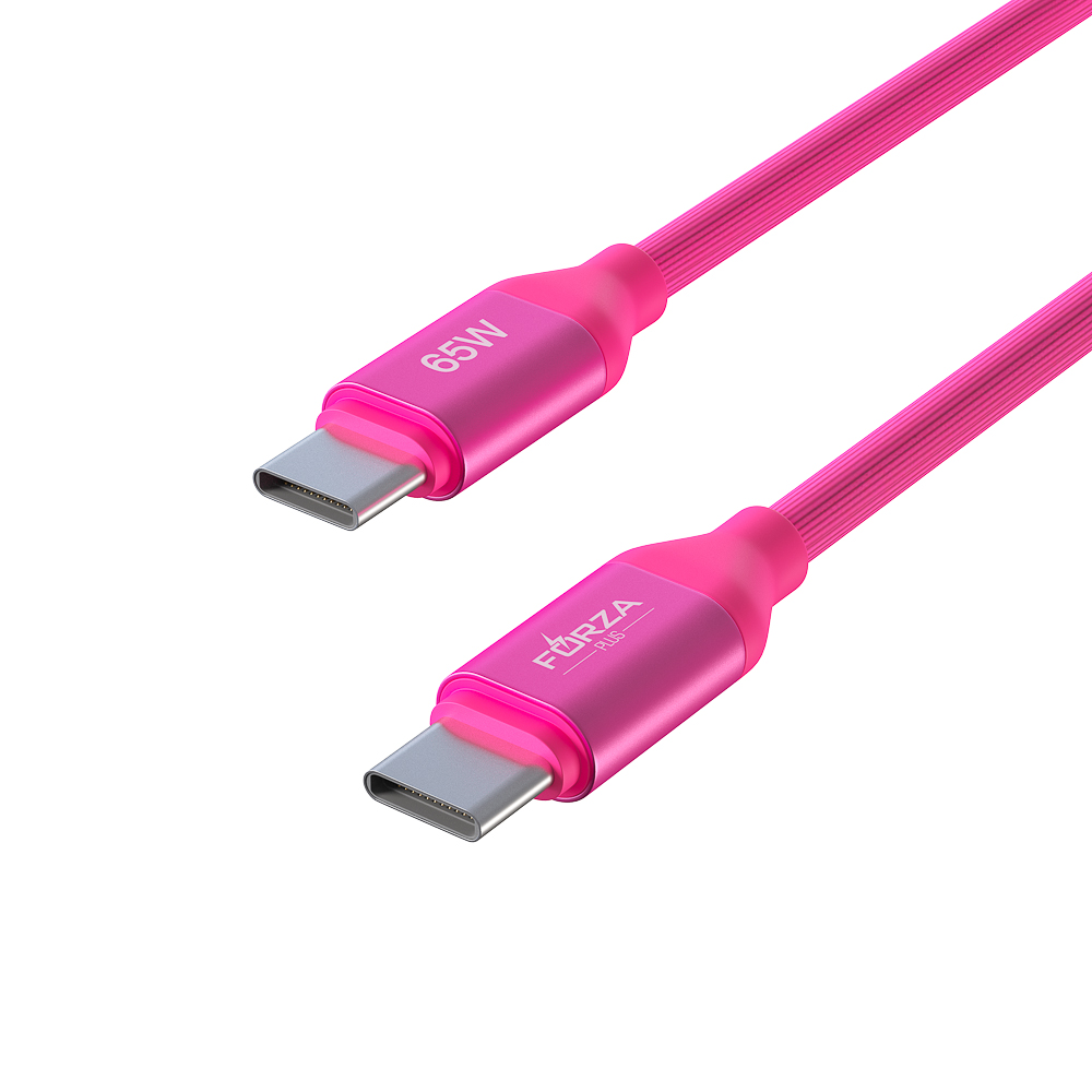 Кабель для зарядки Type C-Type C FORZA Лето, 1м, 3А, Быстрая зарядка, 65Вт, прорез. кабель, пакет, арт.№ 931-087