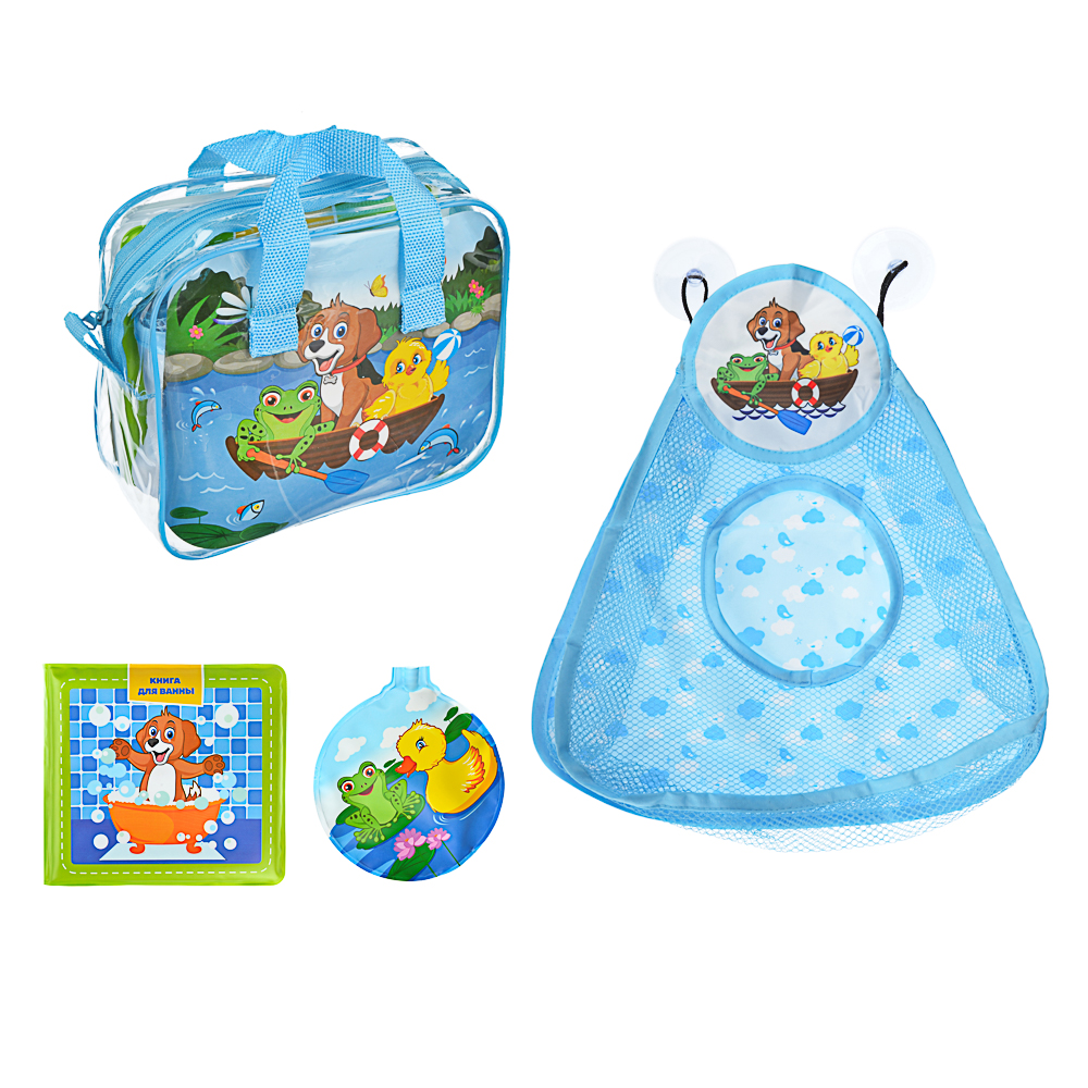 ИГРОЛЕНД Набор для ванной с книгой, 4 пр., ПВХ, PEVA, 15х12,5х6см, арт.№ 260-022