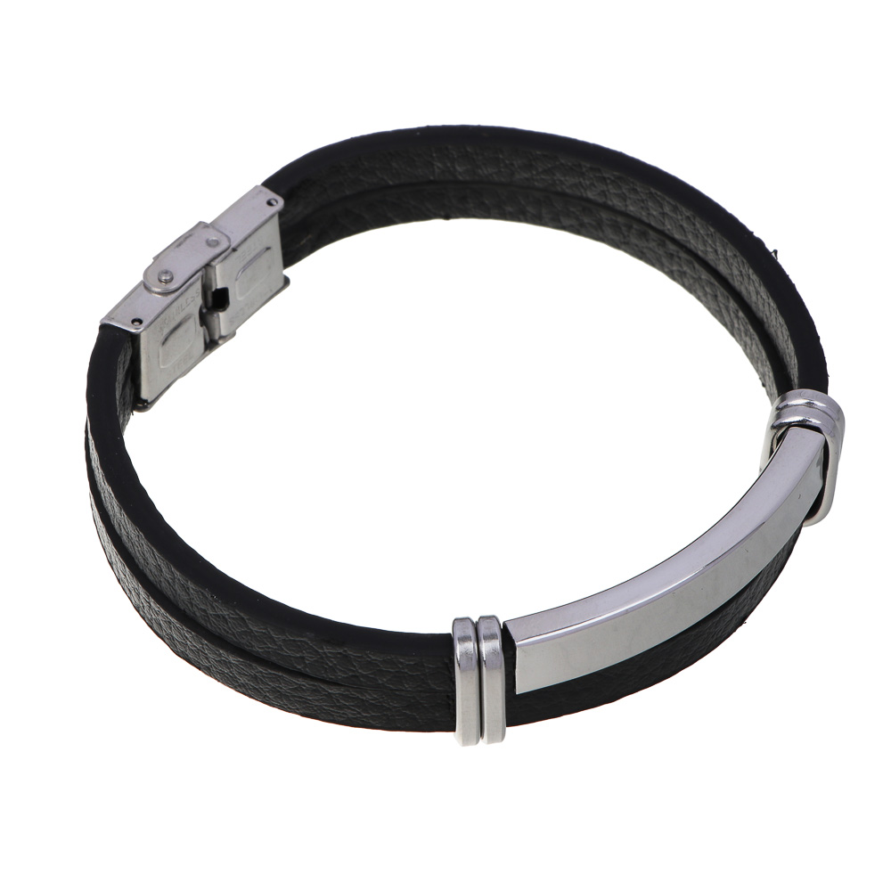 Браслет для мужчин на руку, диаметр 7 см, полиуретан, нерж.сталь, арт.№ 531-201