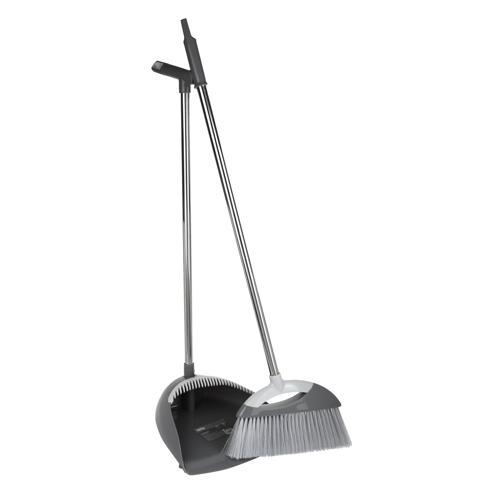 Набор для уборки с щеткой и совком тм VETTA Премиум Грей, пластик, металл, арт.№ 445-391