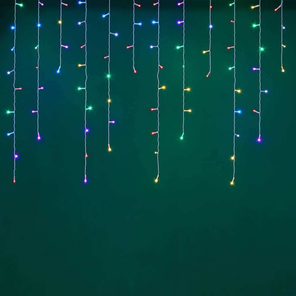 Гирлянда бахрома 2,5x0,35х0,55x0,75 м СНОУ БУМ, 80 LED ламп, свечение мульти MIX, ПВХ белый, 8 режимов, 220В, арт.№ 382-090