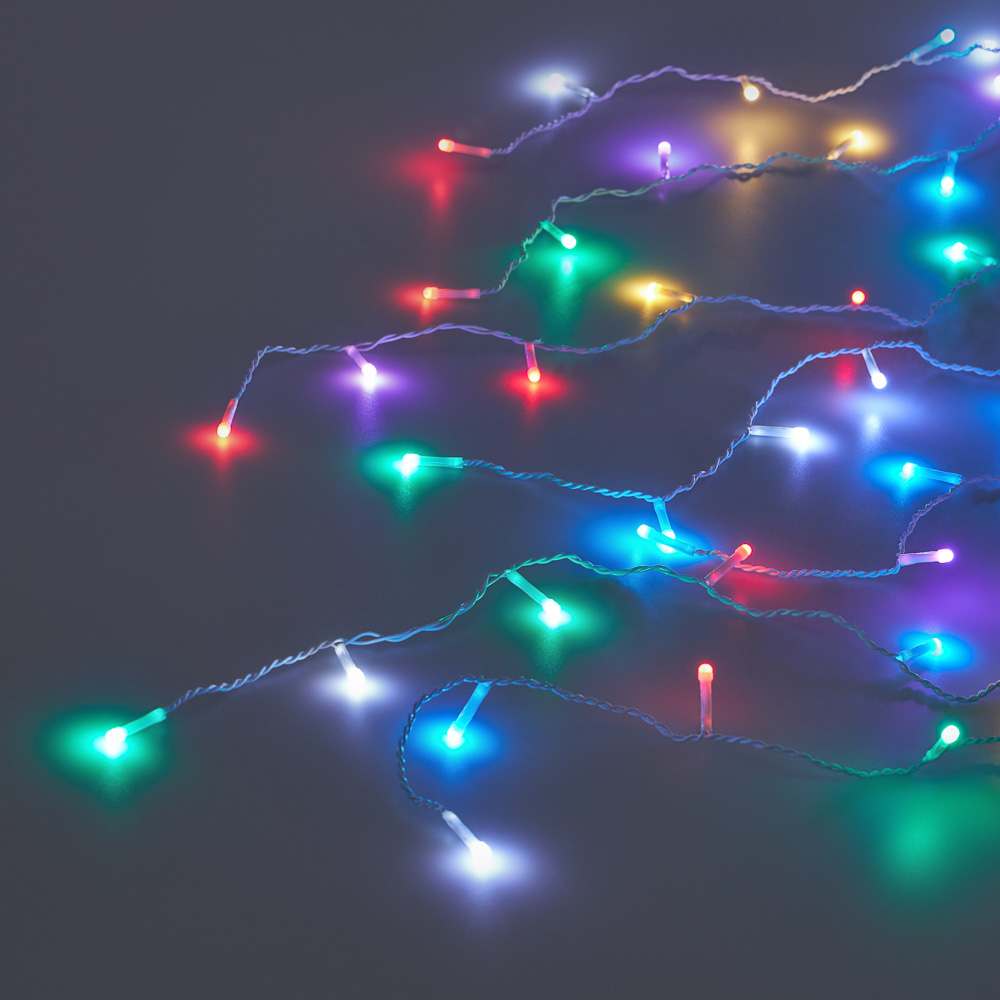 Гирлянда бахрома 2,5x0,35х0,55x0,75 м СНОУ БУМ, 80 LED ламп, свечение мульти MIX, ПВХ белый, 8 режимов, 220В, арт.№ 382-090