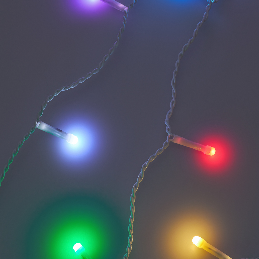 Гирлянда бахрома 2,5x0,35х0,55x0,75 м СНОУ БУМ, 80 LED ламп, свечение мульти MIX, ПВХ белый, 8 режимов, 220В, арт.№ 382-090