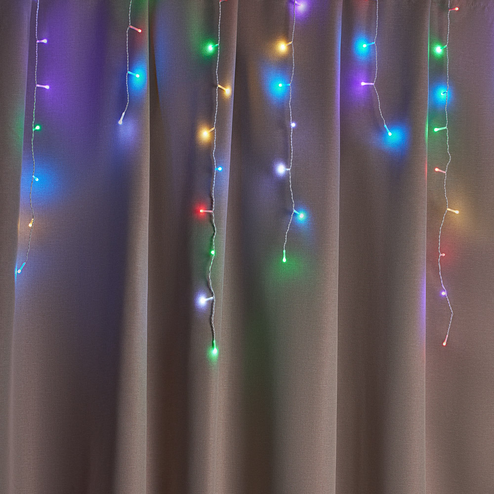 Гирлянда бахрома 2,5x0,35х0,55x0,75 м СНОУ БУМ, 80 LED ламп, свечение мульти MIX, ПВХ белый, 8 режимов, 220В, арт.№ 382-090