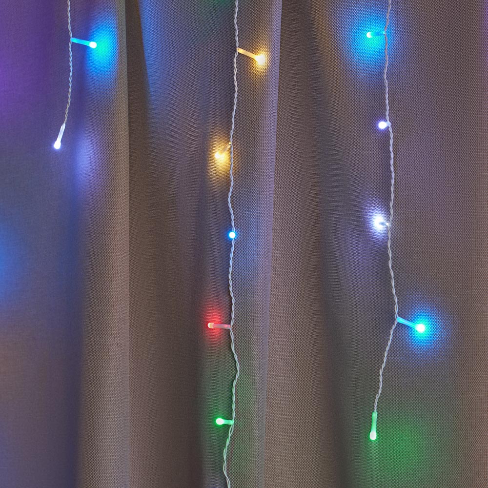 Гирлянда бахрома 2,5x0,35х0,55x0,75 м СНОУ БУМ, 80 LED ламп, свечение мульти MIX, ПВХ белый, 8 режимов, 220В, арт.№ 382-090