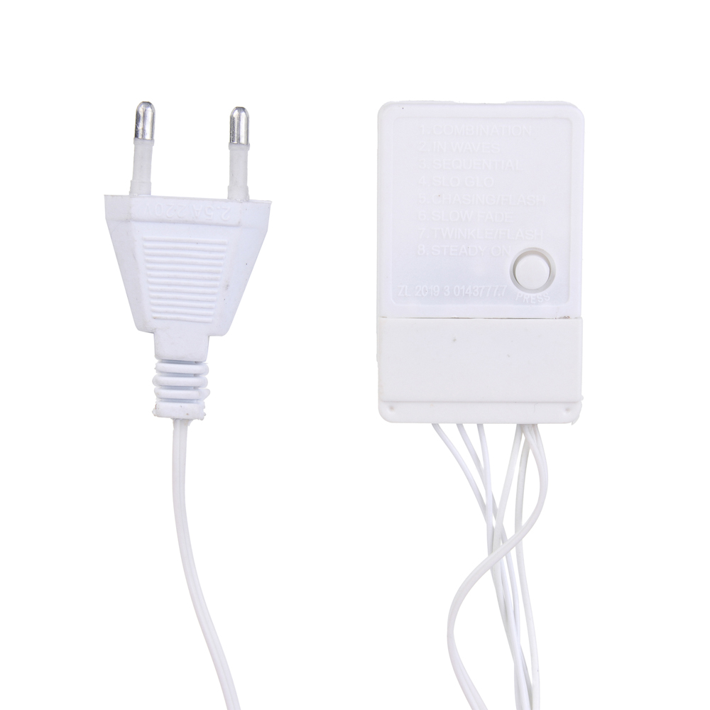 Гирлянда бахрома 2,5x0,35х0,55x0,75 м СНОУ БУМ, 80 LED ламп, свечение мульти MIX, ПВХ белый, 8 режимов, 220В, арт.№ 382-090