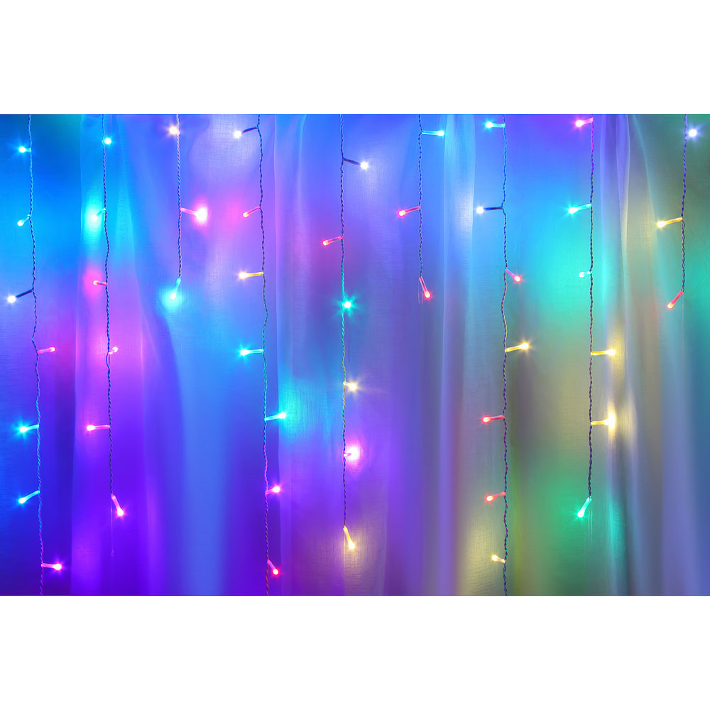 Гирлянда бахрома 2,5x0,35х0,55x0,75 м СНОУ БУМ, 80 LED ламп, свечение мульти MIX, ПВХ белый, 8 режимов, 220В, арт.№ 382-090