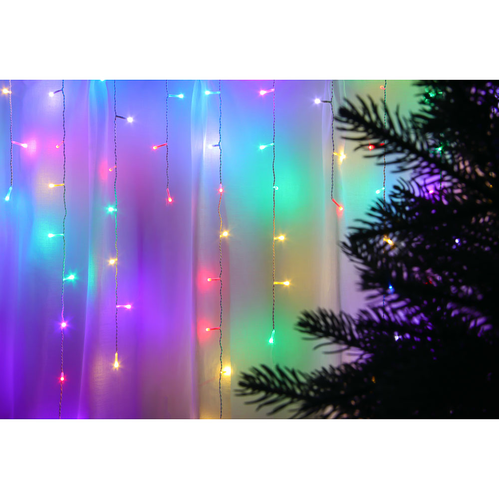 Гирлянда бахрома 2,5x0,35х0,55x0,75 м СНОУ БУМ, 80 LED ламп, свечение мульти MIX, ПВХ белый, 8 режимов, 220В, арт.№ 382-090