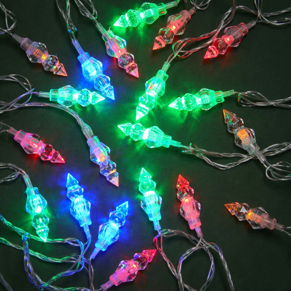 Гирлянда с насадками "Мультикристаллы" 4 м СНОУ БУМ, 20 LED ламп, 8 режимов, свечение мульти, ПВХ прозрачный, 220В, арт.№ 381-332