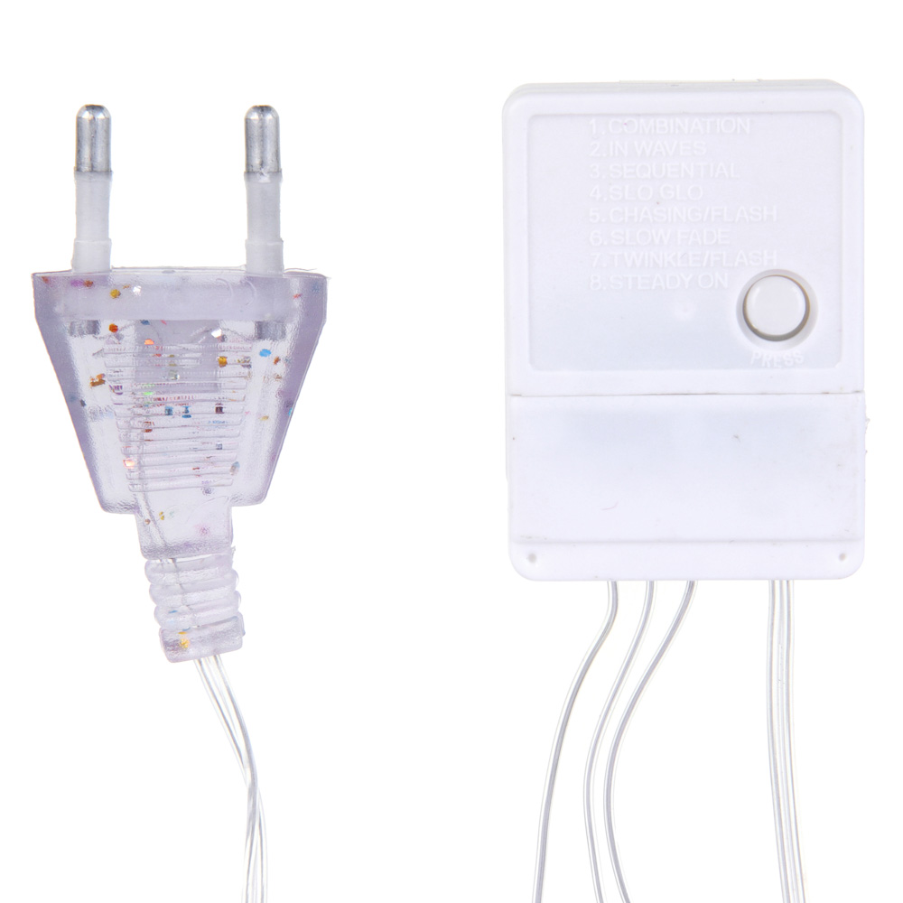 Гирлянда с насадками "Мультикристаллы" 4 м СНОУ БУМ, 20 LED ламп, 8 режимов, свечение мульти, ПВХ прозрачный, 220В, арт.№ 381-332